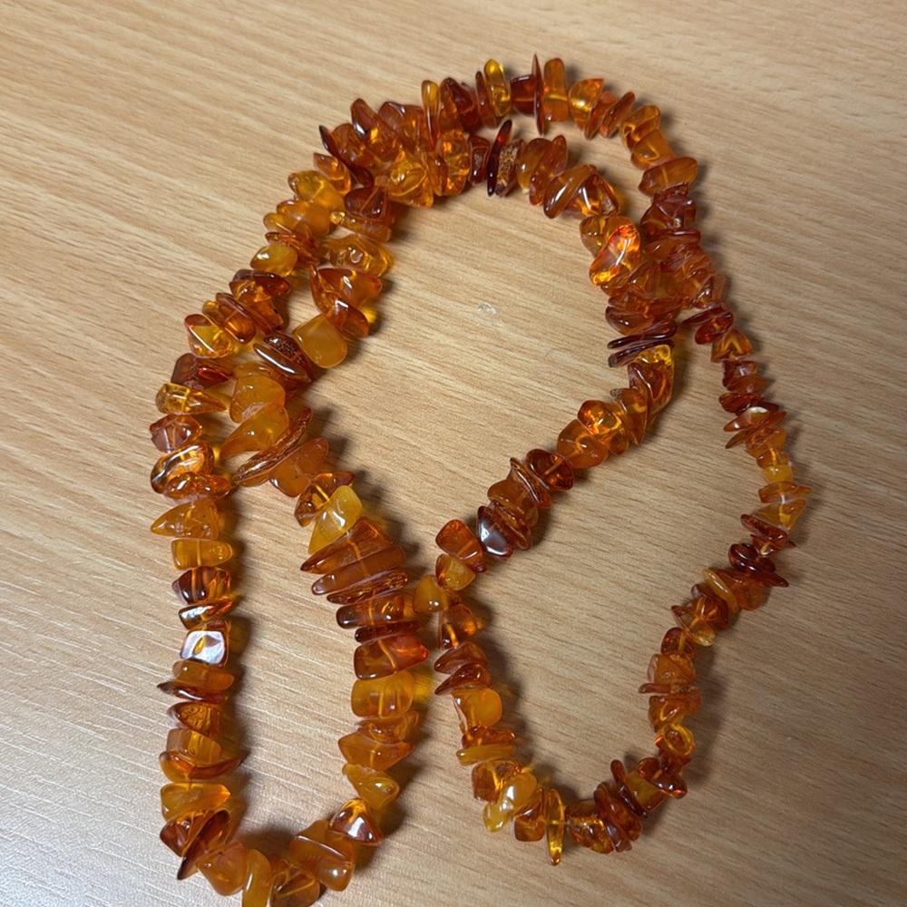 Vintage Baltic Amber Beaded Necklace Honey Cognac Color